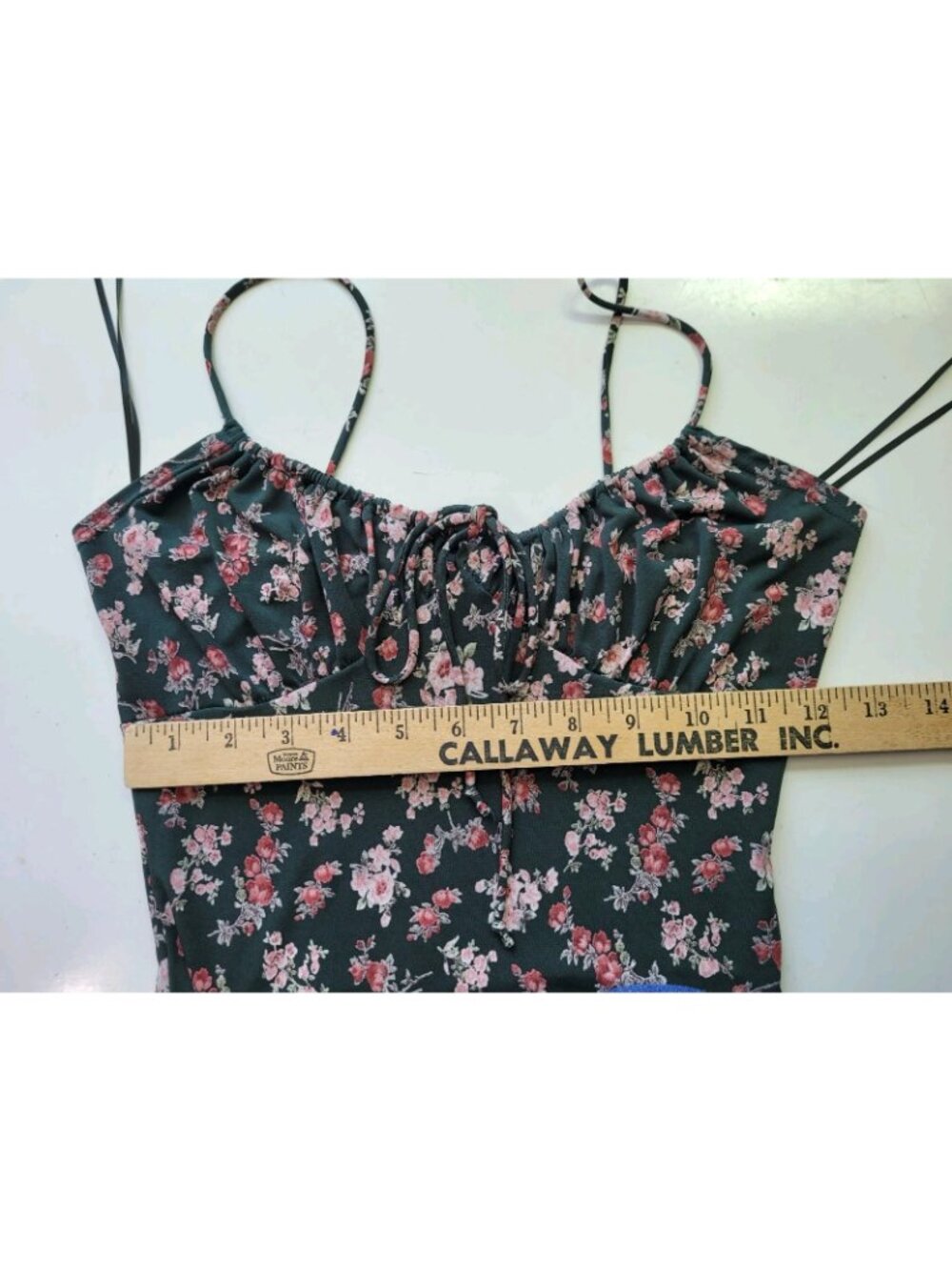 Womens Dark Floral Fairy Grunge Babydoll Top Size S Green Y2K Forest Earthy - Picture 3 of 12